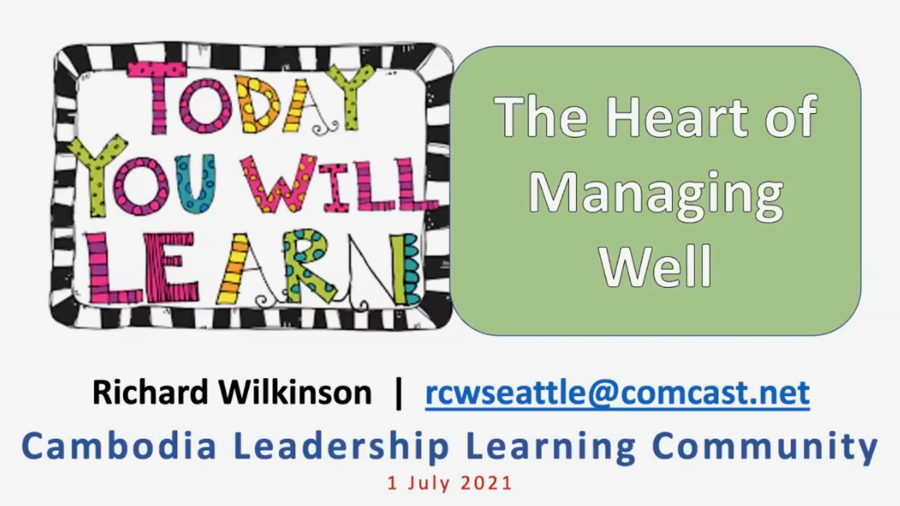 Video featuring Richard Wilkinson - The Heart of Managing Well